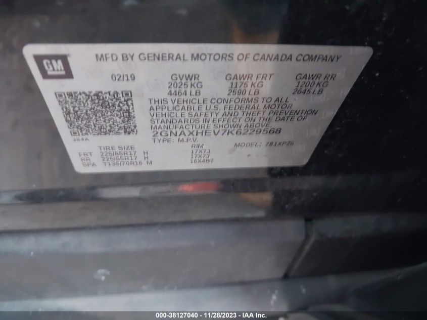 2019 CHEVROLET EQUINOX LS - 2GNAXHEV7K6229568