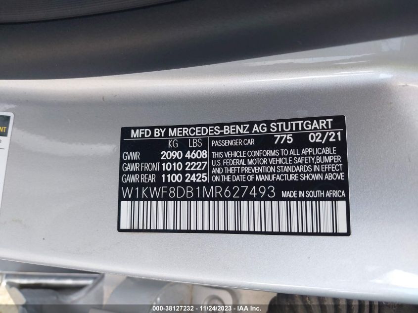 2021 MERCEDES-BENZ C 300 SEDAN - W1KWF8DB1MR627493