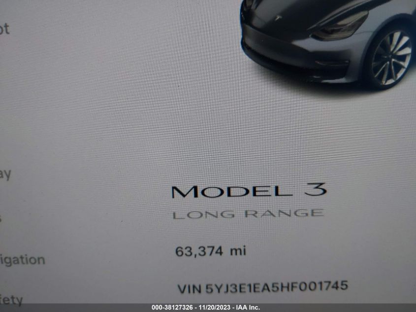 2017 TESLA MODEL 3 STANDARD/LONG RANGE - 5YJ3E1EA5HF001745