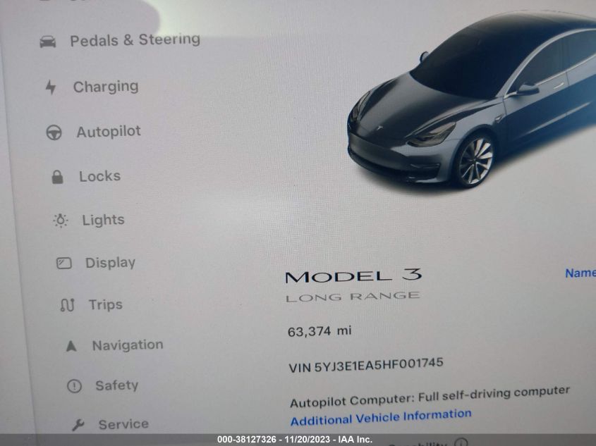 2017 TESLA MODEL 3 STANDARD/LONG RANGE - 5YJ3E1EA5HF001745