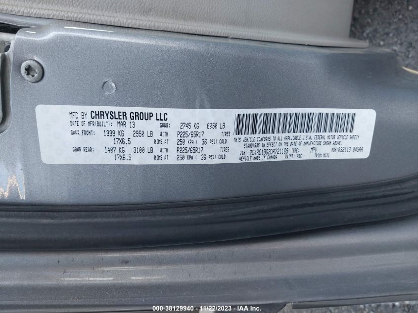 2013 CHRYSLER TOWN & COUNTRY TOURING - 2C4RC1BG2DR721169