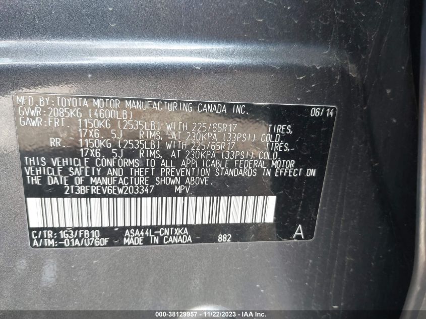 2014 TOYOTA RAV4 LE - 2T3BFREV6EW203347