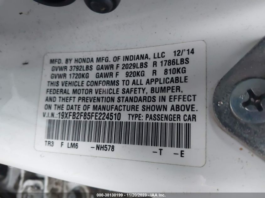 2015 HONDA CIVIC EX - 19XFB2F85FE224510