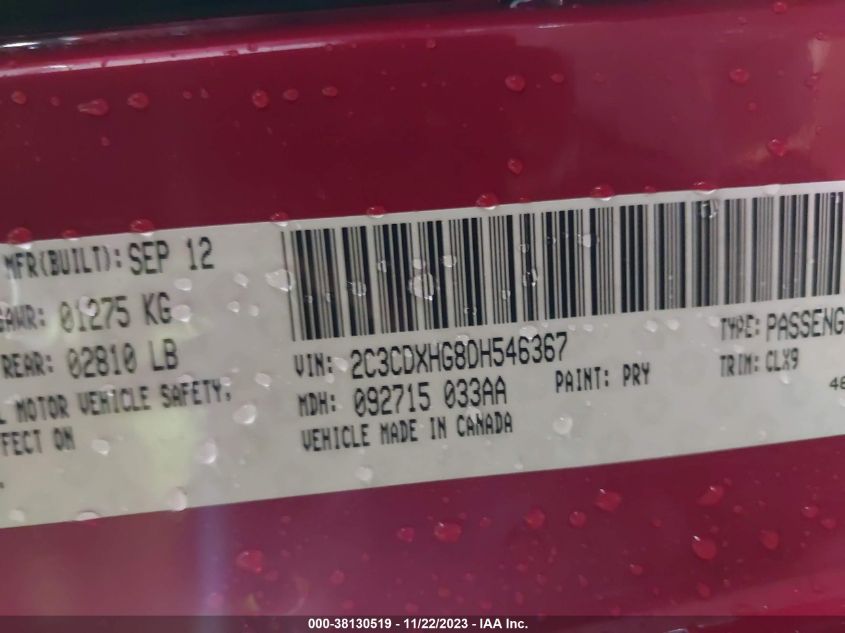 2013 DODGE CHARGER SXT - 2C3CDXHG8DH546367