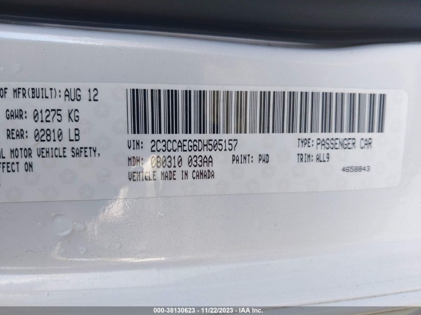 2013 CHRYSLER 300C - 2C3CCAEG6DH505157