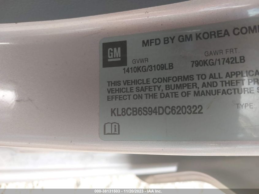 2013 CHEVROLET SPARK LS - KL8CB6S94DC620322