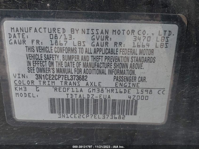 2014 NISSAN VERSA NOTE SV - 3N1CE2CP7EL373682