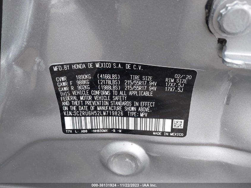 2020 HONDA HR-V AWD EX - 3CZRU6H52LM719826