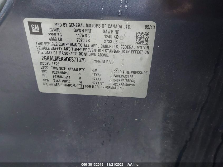 2013 GMC TERRAIN SLE-1 - 2GKALMEK9D6377070