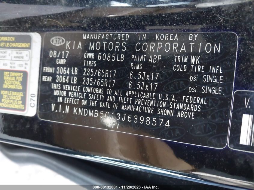 2018 KIA SEDONA LX - KNDMB5C13J6398574