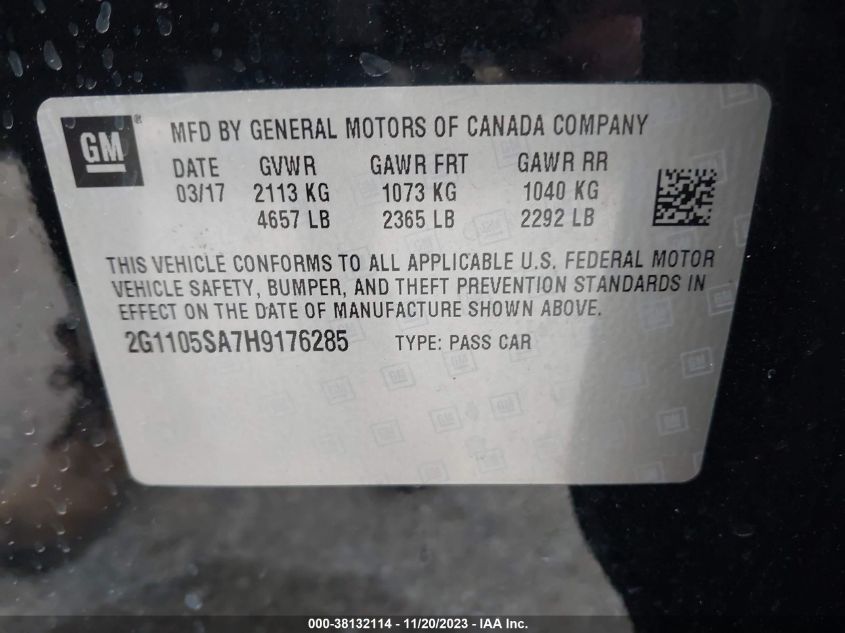2017 CHEVROLET IMPALA 1LT - 2G1105SA7H9176285
