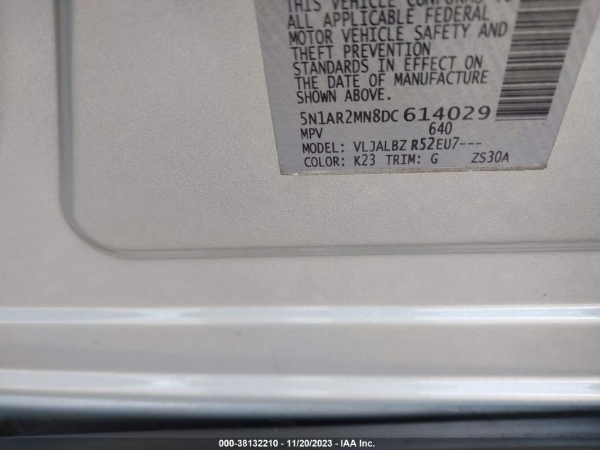 2013 NISSAN PATHFINDER S - 5N1AR2MN8DC614029