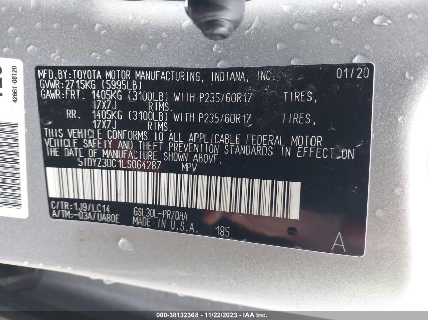 5TDYZ3DC1LS064287 2020 TOYOTA SIENNA, photo no. 9