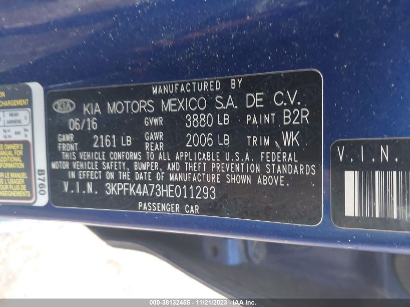 2017 KIA FORTE LX - 3KPFK4A73HE011293