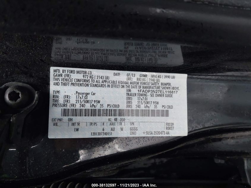 2014 FORD FOCUS TITANIUM - 1FADP3N27EL116817