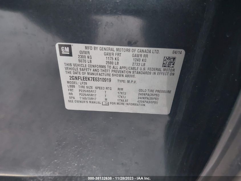 2014 CHEVROLET EQUINOX LS - 2GNFLEEK7E6310919
