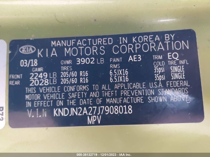 2018 KIA SOUL - KNDJN2A27J7908018