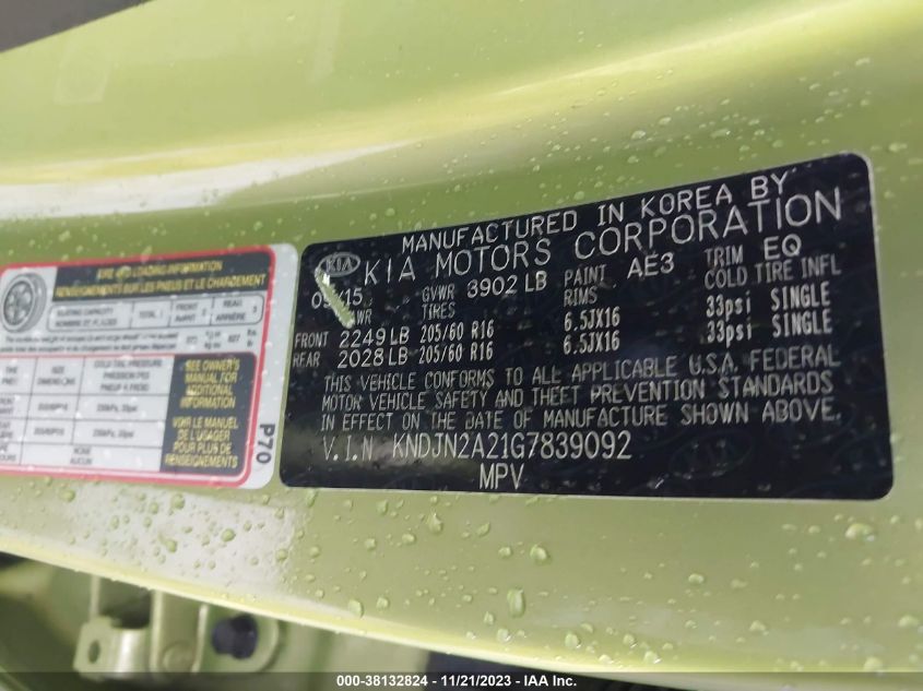 2016 KIA SOUL ! KNDJN2A21G7839092