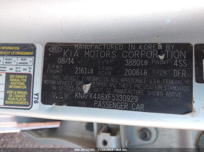 2015 KIA FORTE LX - KNAFK4A6XF5330929