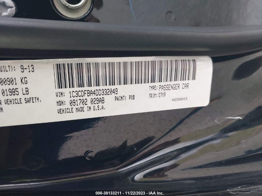 2013 DODGE DART SXT/RALLYE - 1C3CDFBA4DD332049