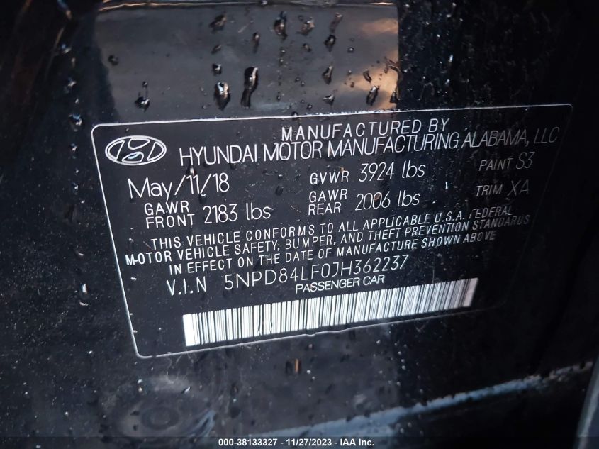2018 HYUNDAI ELANTRA VALUE EDITION - 5NPD84LF0JH362237