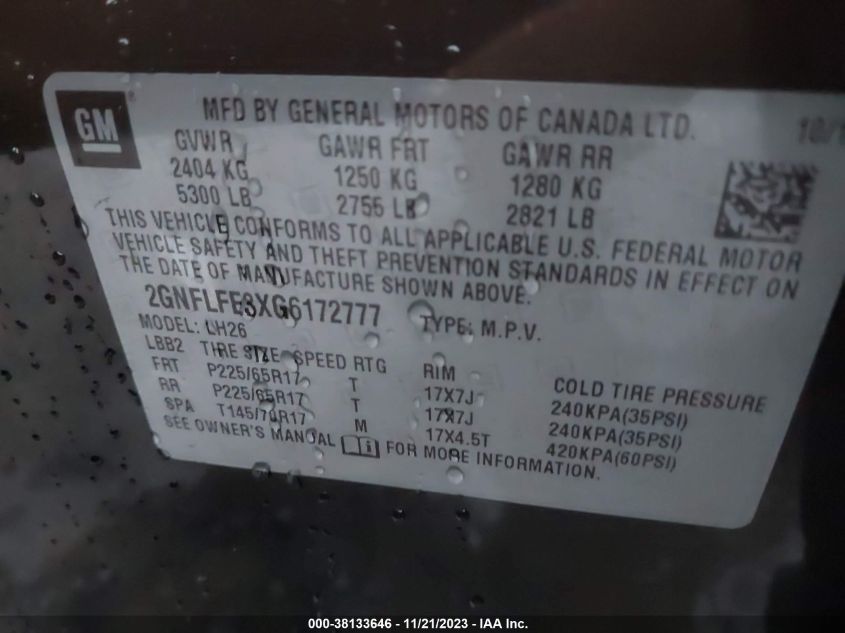 2016 CHEVROLET EQUINOX LT - 2GNFLFE3XG6172777