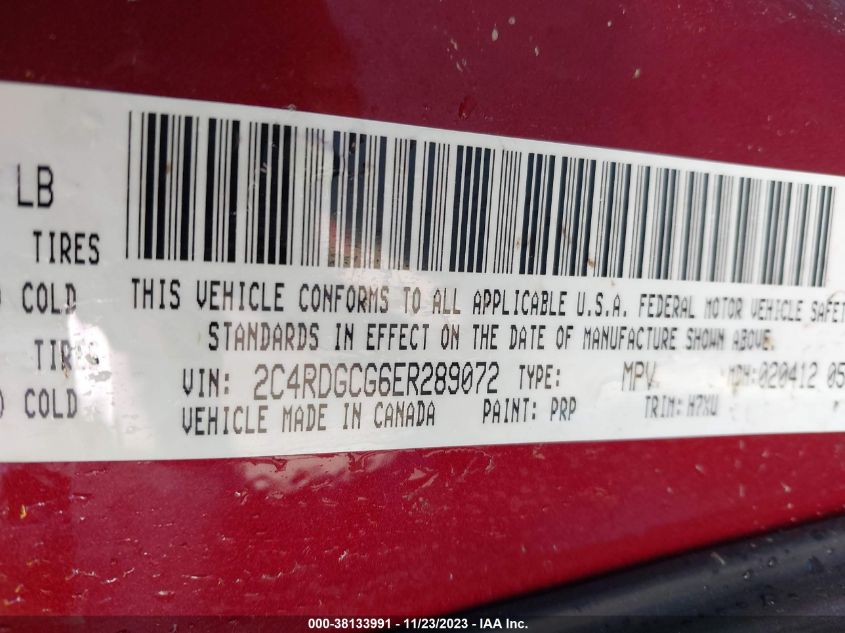 2014 DODGE GRAND CARAVAN SXT - 2C4RDGCG6ER289072