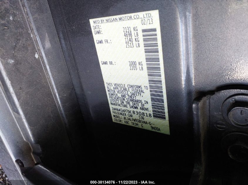 2013 NISSAN MAXIMA 3.5 SV - 1N4AA5AP7DC830818