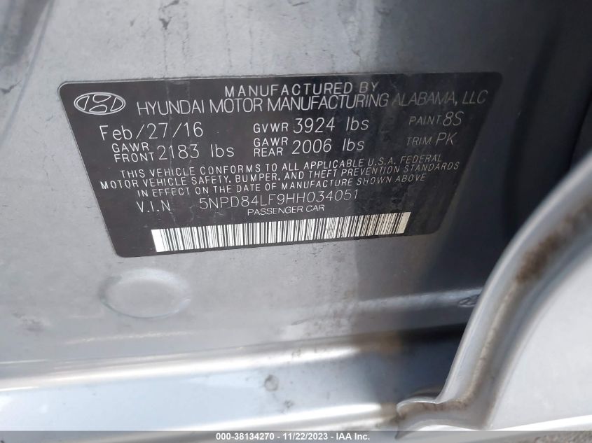 2017 HYUNDAI ELANTRA SE - 5NPD84LF9HH034051