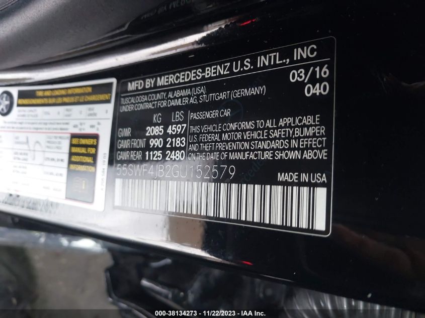 2016 MERCEDES-BENZ C 300 SPORT/LUXURY/ - 55SWF4JB2GU152579