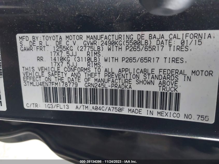 2015 TOYOTA TACOMA - 3TMLU4EN7FM178779