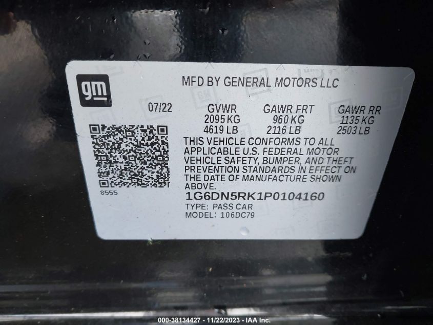 2023 CADILLAC CT5 PREMIUM LUXURY 1G6DN5RK1P0104160