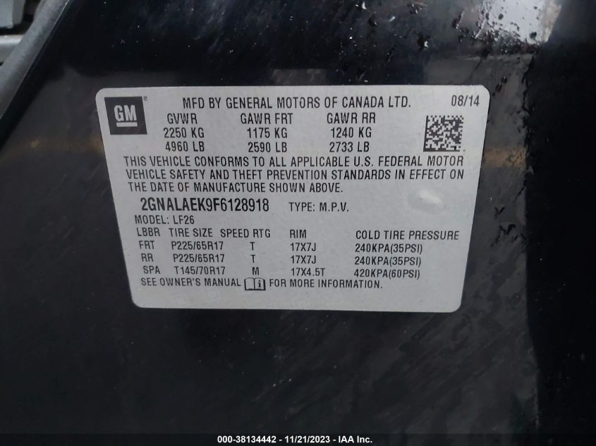 2015 CHEVROLET EQUINOX LS - 2GNALAEK9F6128918