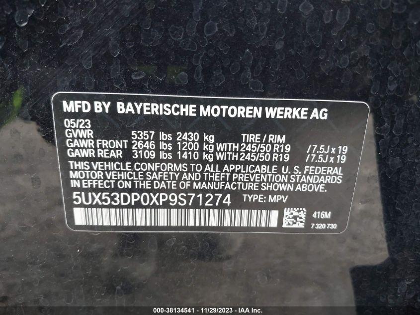 5UX53DP0XP9S71274 2023 BMW X3, photo no. 9