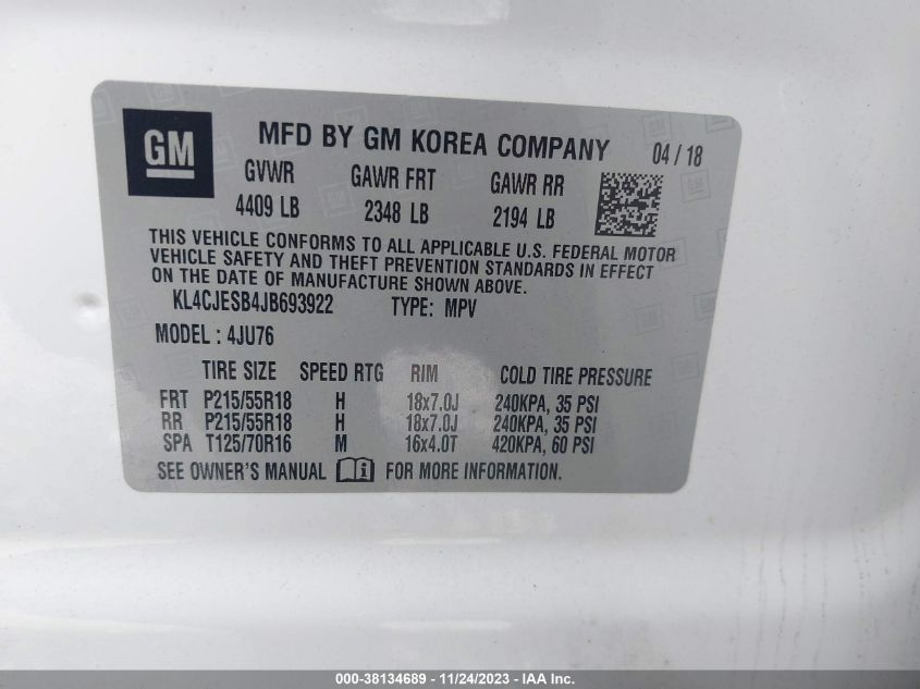 2018 BUICK ENCORE PREFERRED - KL4CJESB4JB693922