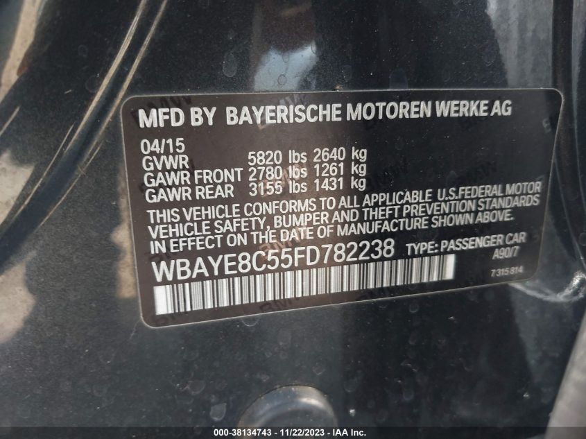 2015 BMW 750LI 750LI/ALPINA B7 WBAYE8C55FD782238