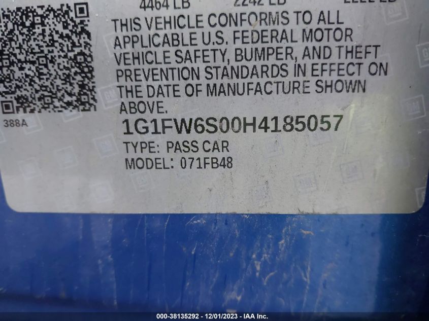 2017 CHEVROLET BOLT EV LT - 1G1FW6S00H4185057