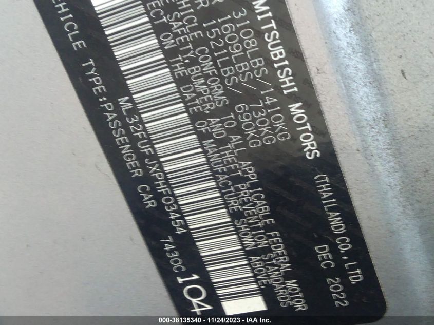 2023 MITSUBISHI MIRAGE G4 BLACK EDITION/ES/LE - ML32FUFJXPHF03454