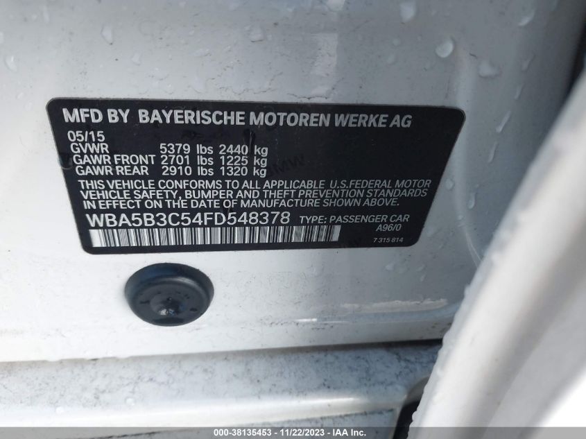 2015 BMW 535I XDRIVE - WBA5B3C54FD548378