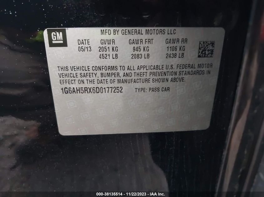 2013 CADILLAC ATS LUXURY 1G6AH5RX6D0177252