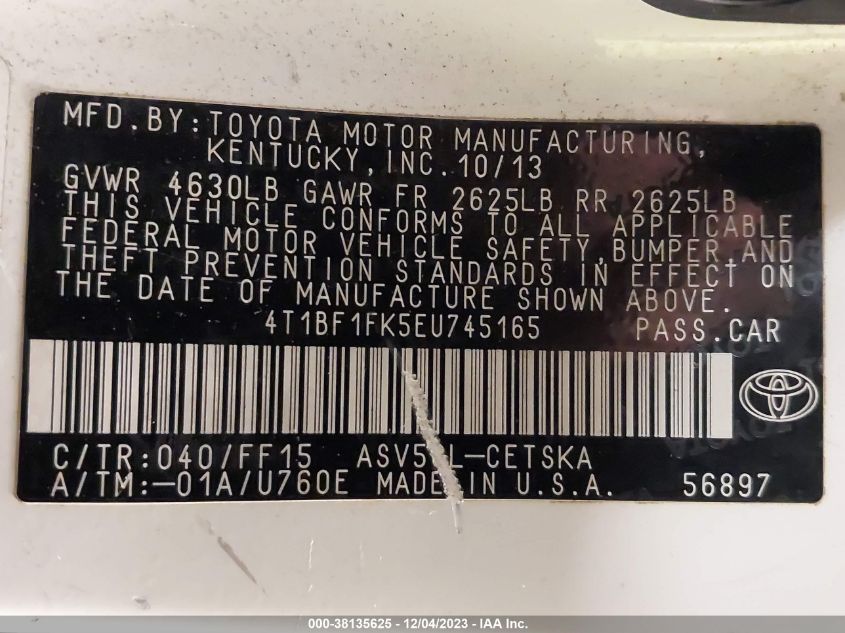 2014 TOYOTA CAMRY SE SPORT - 4T1BF1FK5EU745165
