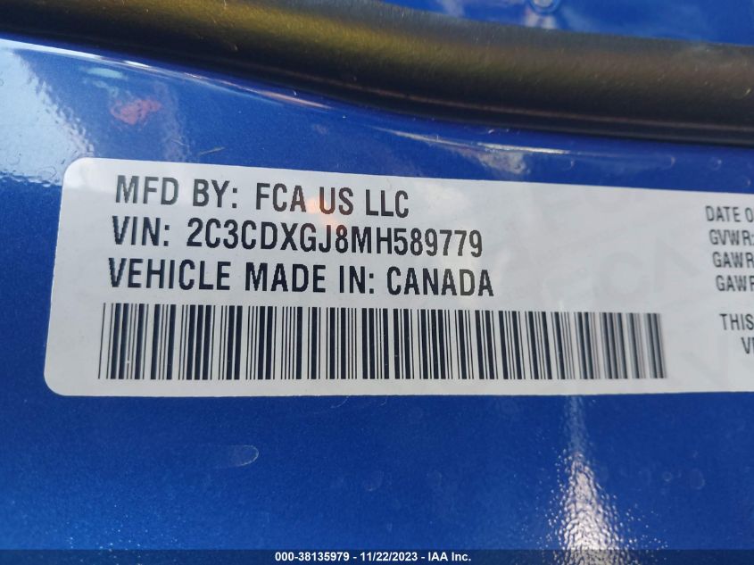 2021 DODGE CHARGER SCAT PACK WIDEBODY RWD - 2C3CDXGJ8MH589779