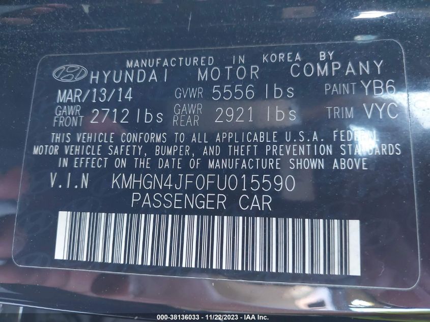 2015 HYUNDAI GENESIS 5.0 - KMHGN4JF0FU015590