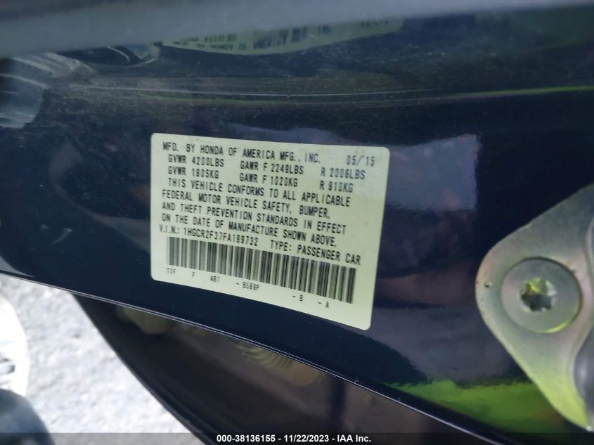 2015 HONDA ACCORD LX - 1HGCR2F37FA199732