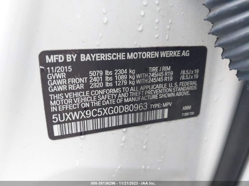 5UXWX9C5XG0D80963 2016 BMW X3, photo no. 9