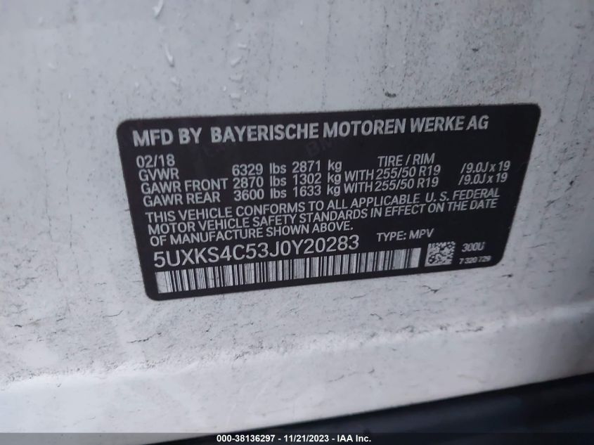 5UXKS4C53J0Y20283 2018 BMW X5, photo no. 9