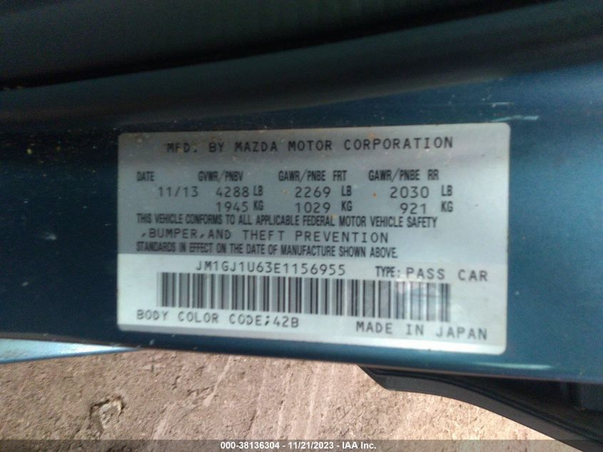 2014 MAZDA MAZDA6 I SPORT - JM1GJ1U63E1156955