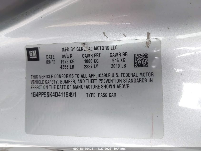 2013 BUICK VERANO - 1G4PP5SK4D4115491