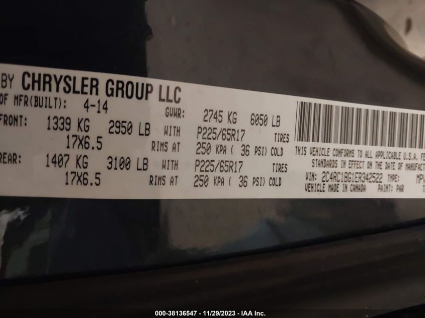 2014 CHRYSLER TOWN & COUNTRY TOURING - 2C4RC1BG1ER342522