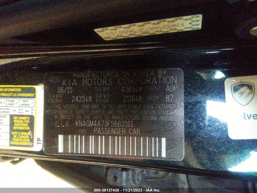 2015 KIA OPTIMA LX - KNAGM4A73F5660161